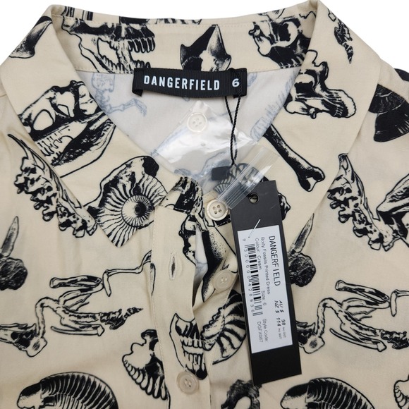 Dangerfield Tiered Babydoll Midi Dress 6 Body Fossils Quirky Goth Kawaii Grunge - Picture 8 of 10